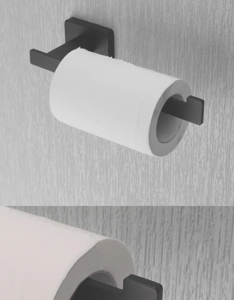 Minimalist wind roll paper holder hook, stainless steel non-punching toilet paper holder, toilet black tissue holder
