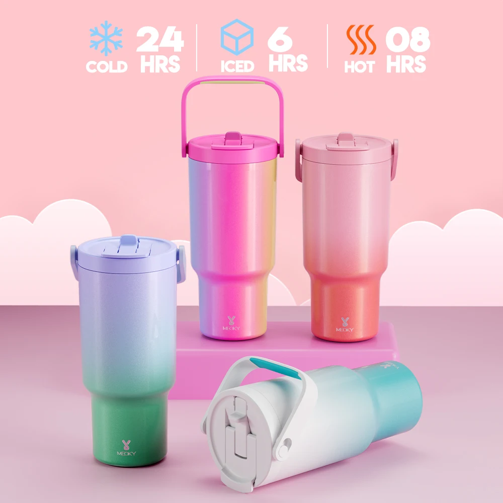 

Meoky 32oz Cup Tumbler with Lid Multi-style Stainless Steel Insulated Vacuum Coffee Bottle Thermal Milk Tea Travel Car Mug