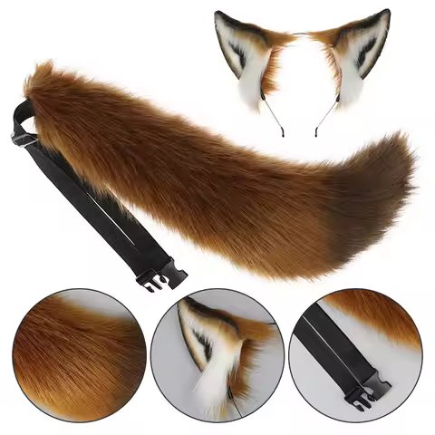 Plush Animal Wolf Ears Party Headdress Hairband Furry Lolita Headband Fox Anime Fursuit Tail Halloween Cosplay Accessories Nick