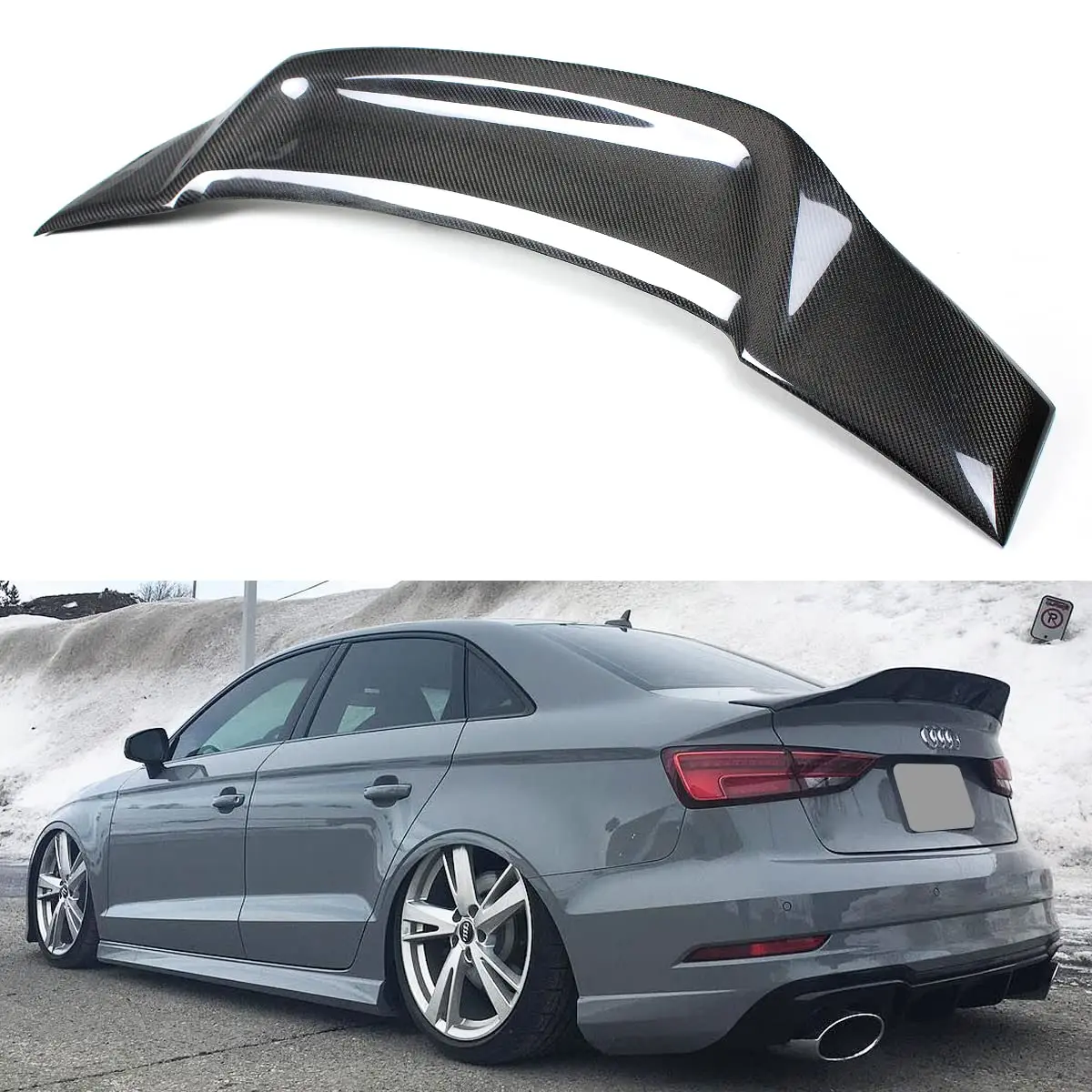 

Спойлер на багажник из карбона Highkick Duckbill для тюнинга, совместимый с Audi A3 S3 RS3 Sedan 2014-2020, стиль RD