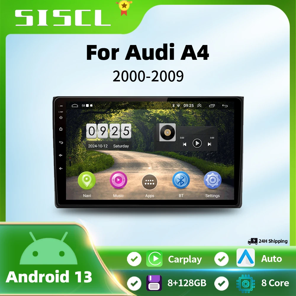 

Android 13 For Audi A4 B6 B7 S4 B7 B6 RS4 2000-2009 Car Radio Multimedia Video Player carplay Auto GPS Navigation 2din No dvd