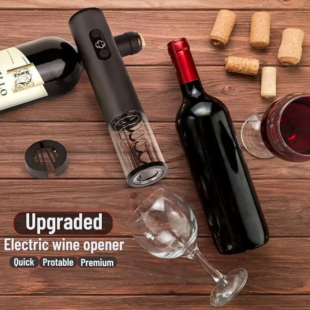 Automatic Electric Wine Bottle Corkscrew Opener with Foil Cutter in Home Kitchen Party Bar