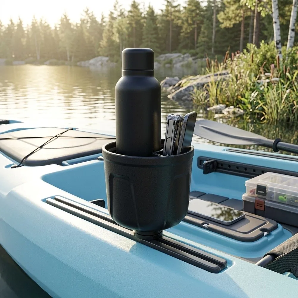 For Kayak Cup Holder with Large Capacity Drink Storage and Smartphone Mount for Outdoor Water Activities and Fishing