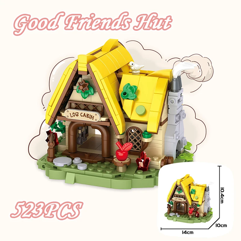 القرون الوسطى خرافة تاون سلسلة اللبنات الفطر إبريق الشاي الحلوى قزم شجرة منزل الأصدقاء كوخ الحيوان لتقوم بها بنفسك الطوب لعبة الهدايا