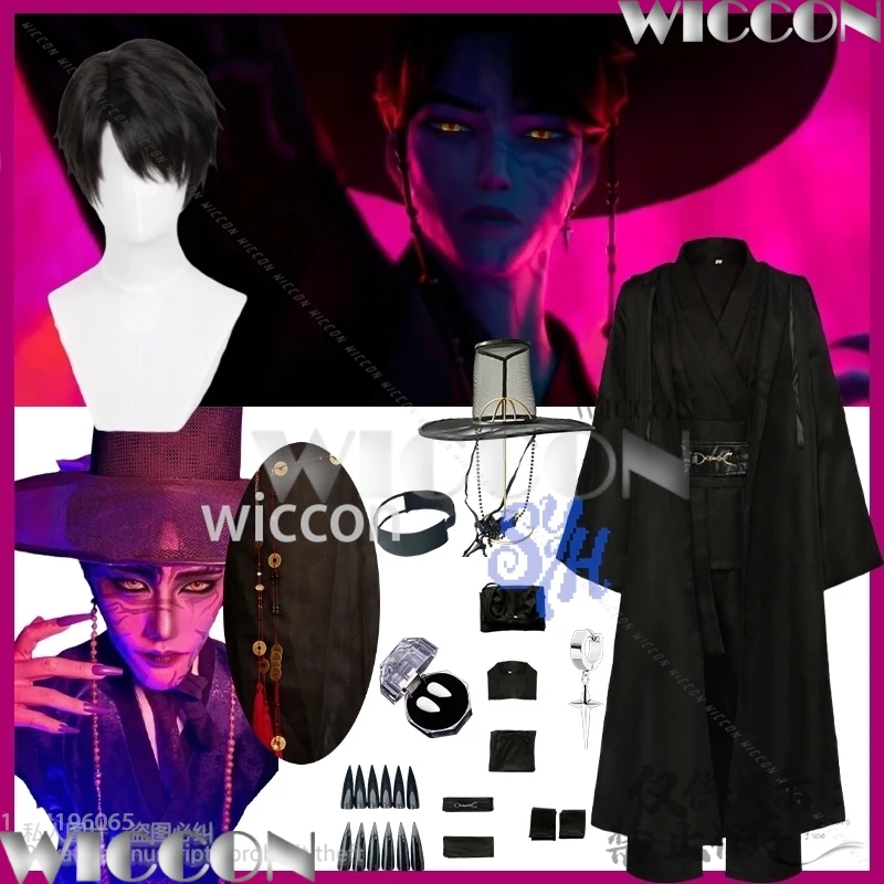 

Аниме фильм Demon Singing косплей Jinu Saja Boy Kpop Group корейские стили костюм шляпы черный Y2K готический Хэллоуин Comic Con наряд