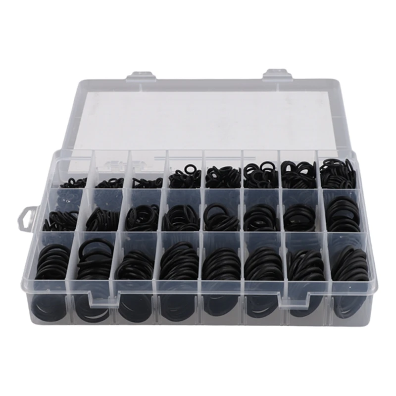 AT19-1200Pcs O Ring Sealing Washer Black Rubber O-Ring Plumbing Gasket Oil Resistant High Temperature Oring Kit