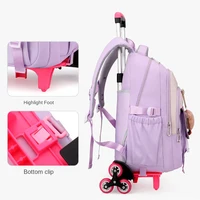 School Rolling Backpacks School bags for Girls Trolley Bag with Wheels Waterproof Orthopedic School Bag Student Wheeled Backpack 3