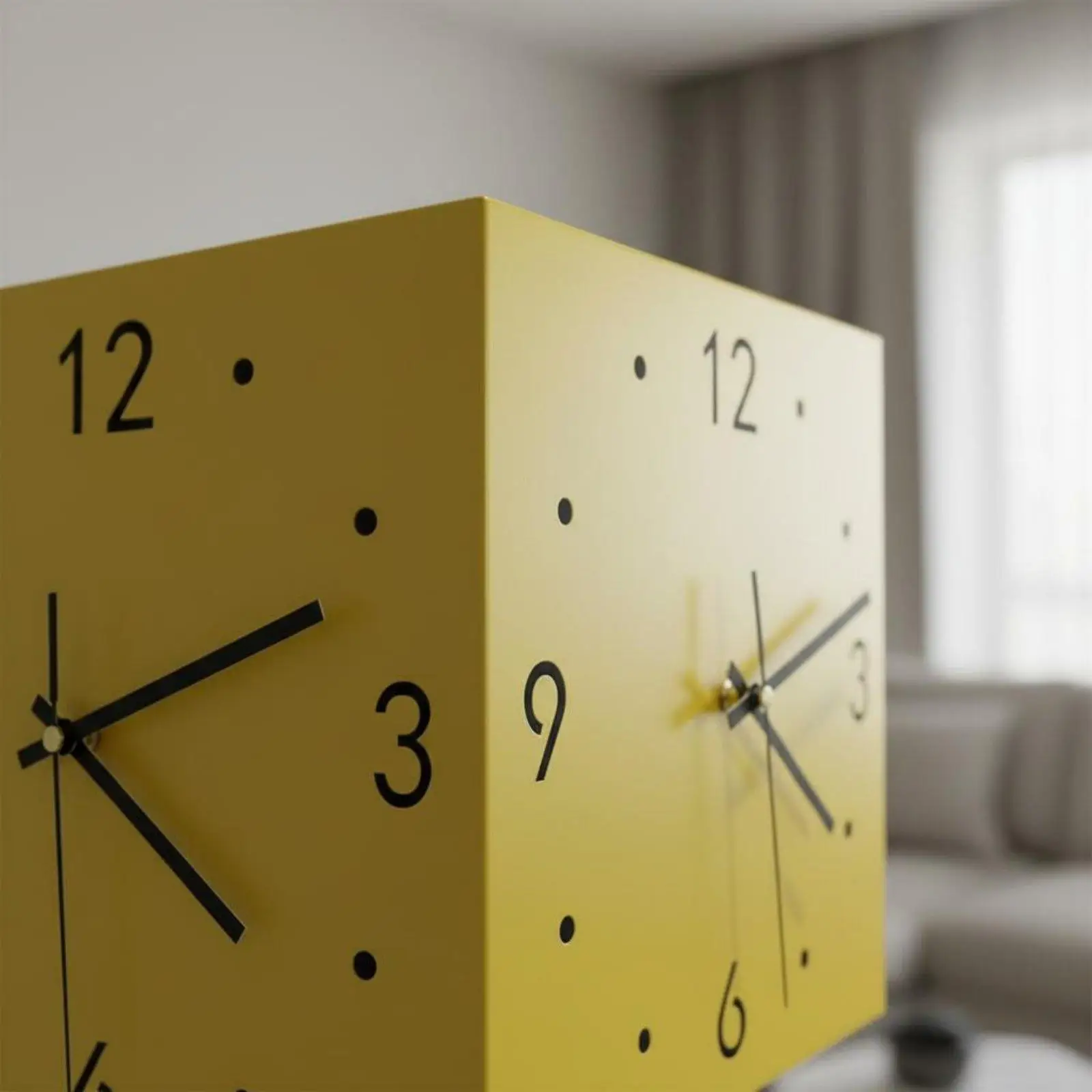 Modern Double Sided Corner Wall Clock with Warm Light Effect Rectangular Metal Silent for Home Decor Living Room