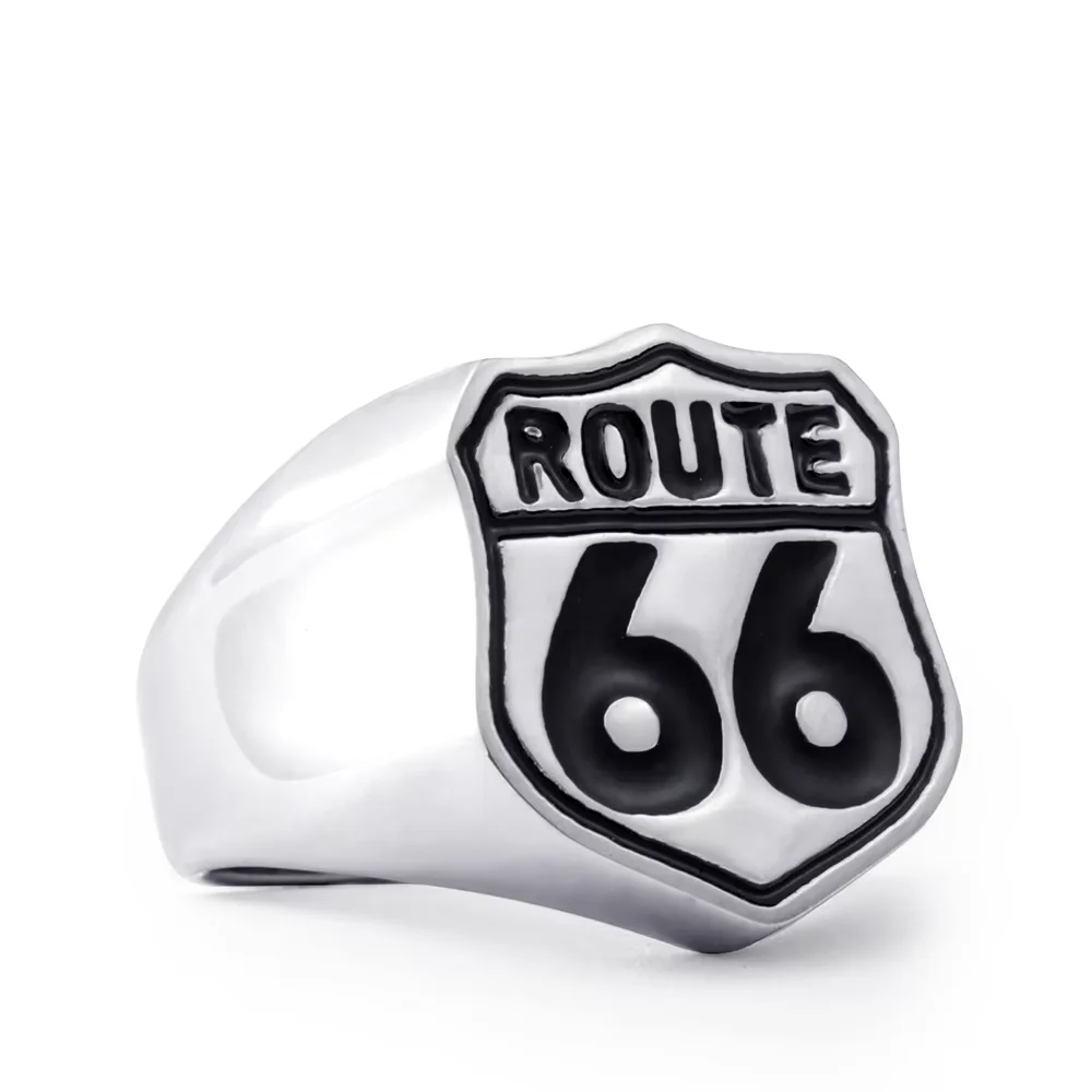 Beier 316L Stainless Steel Antique silve Fashion Male\'s  Biker ring Route 66 for men  High Quality fashion  ring  jewelry LR489