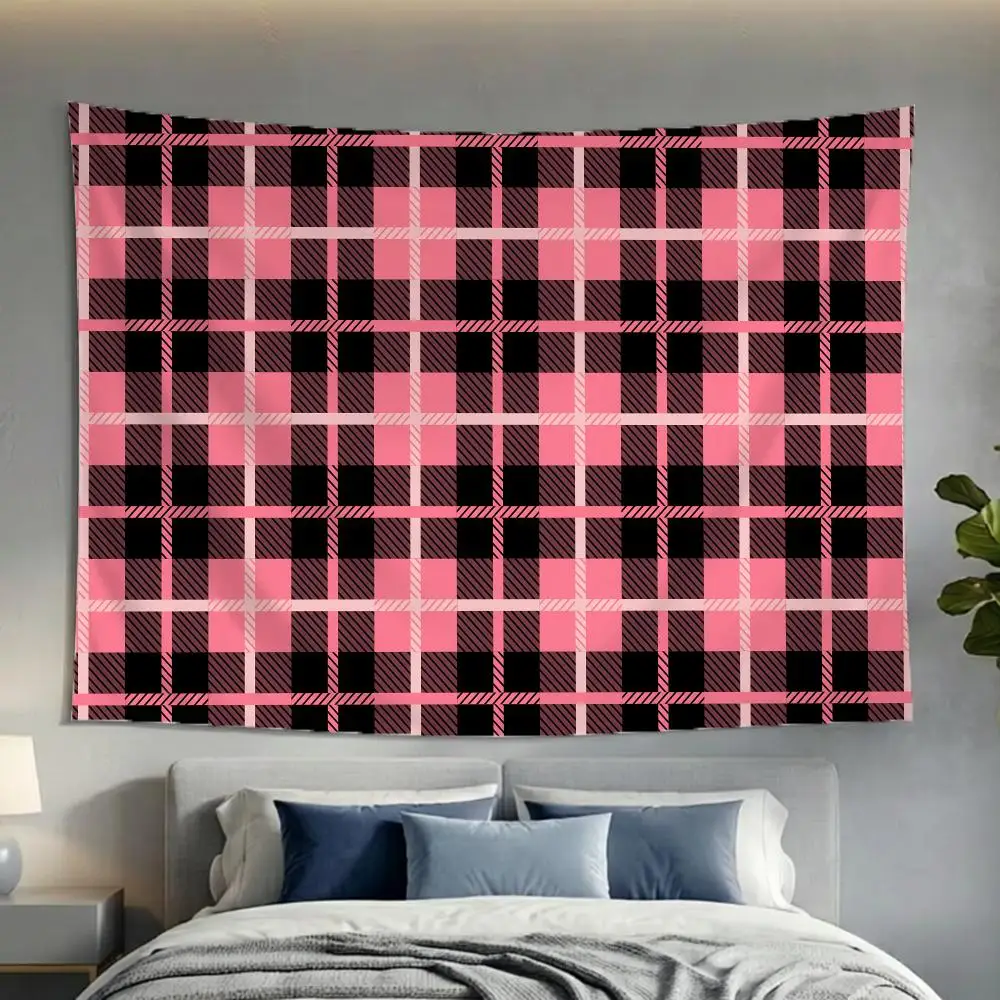 Simple Bold Vivid Highly saturated check pattern Tapestry Soft Lightweight Wall Art Decor for Living Home Room Bedroom