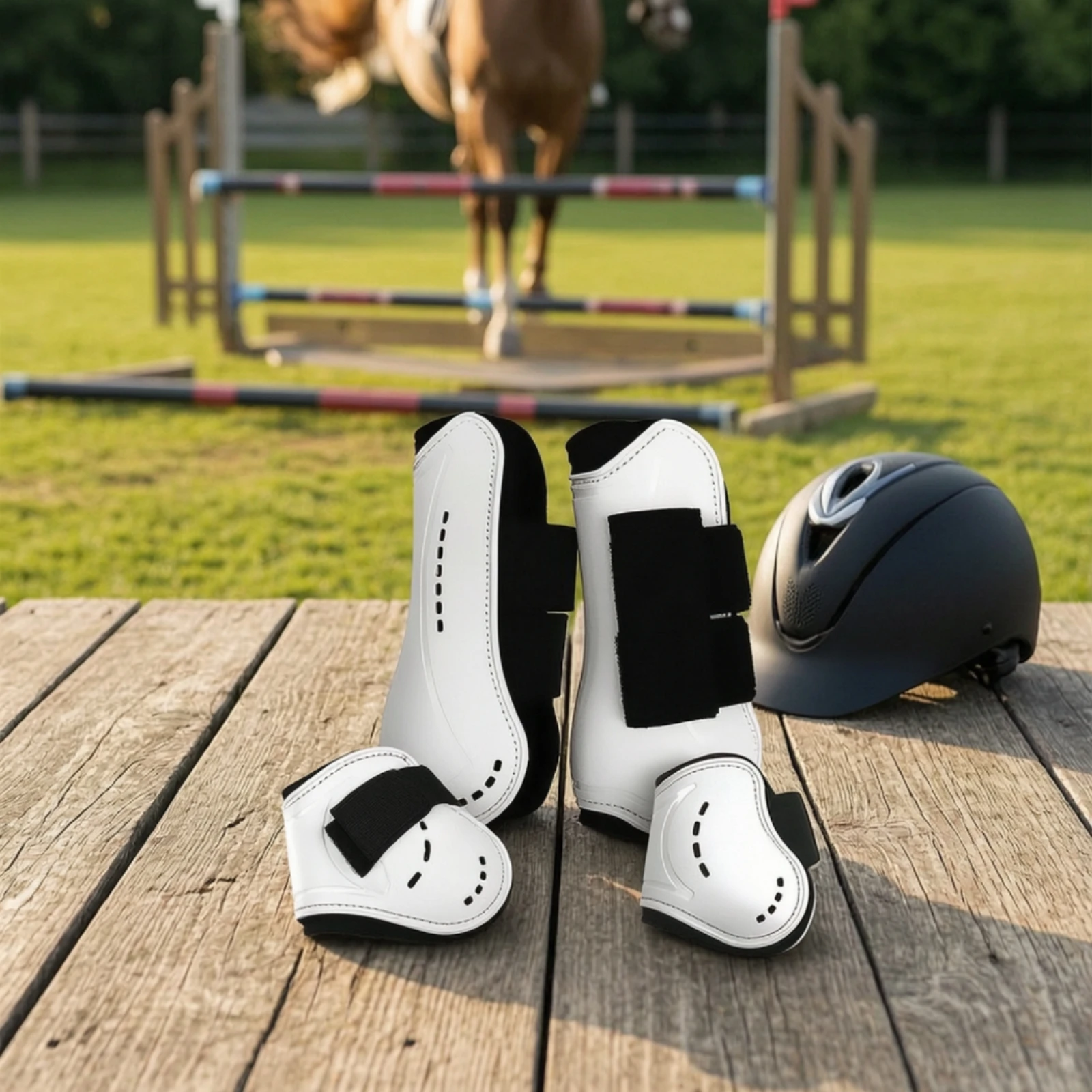4 Pieces Horse Leg Protection Boot Shock-Absorbing Horse Boots with Neoprene Padding Tack Breathable Padded for Show Jumpers