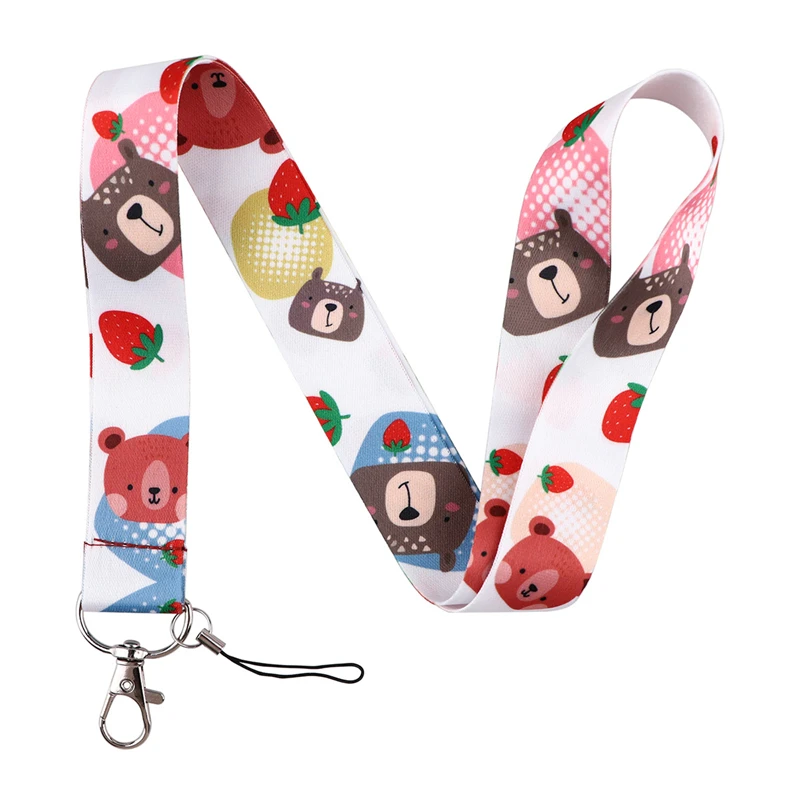 Cartoon Cute Bear Creative Lanyard Card Holder Student Hanging Neck Phone Lanyard Badge Subway Access Card Holder Accessories