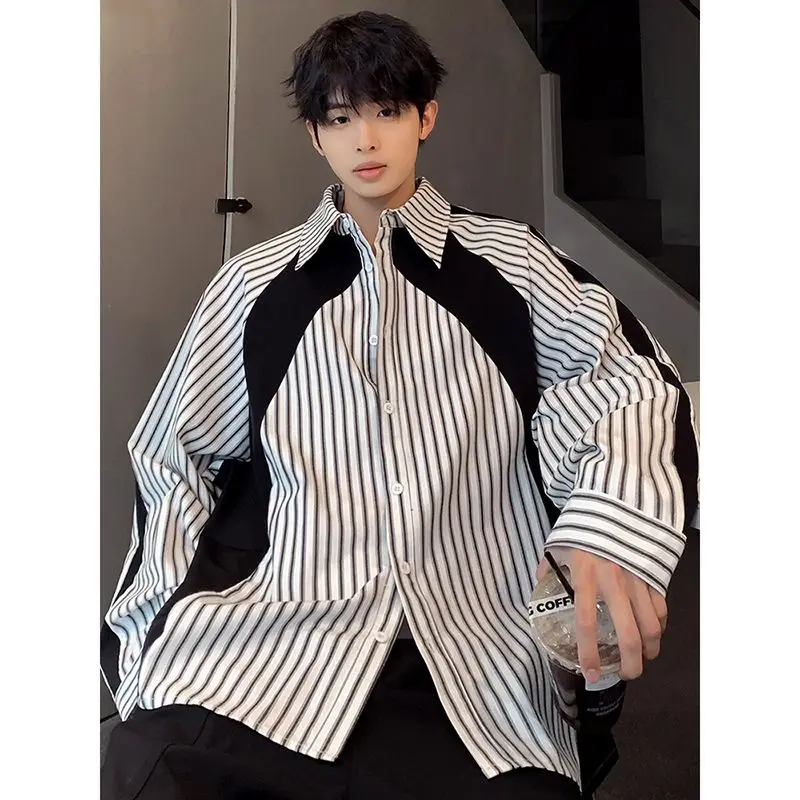 

Мужская рубашка с длинным рукавом очень большого размера (до 300 фунтов), винтажная, в клетку, с контрастным воротником, повседневный стиль, осенняя новинка