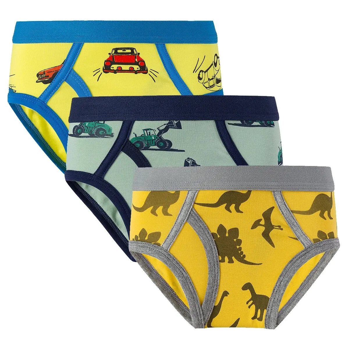 3-teiliges Unterwäsche-Set für Jungen mit Cartoon-Auto-Aufdruck, gemütliches, bequemes Top-Geschenk für Jungen