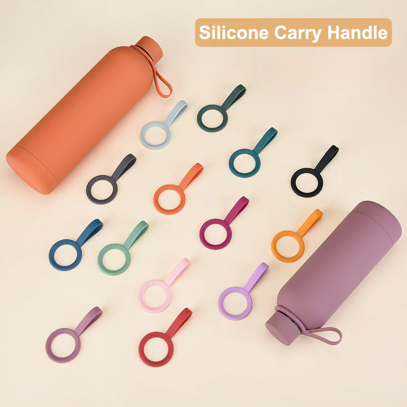 Silicone Water Bottle Holder Band Tumbler Non-Slip Handle Belt Cup Strap Water Bottle Buckle Carrier for Running Camping Hiking