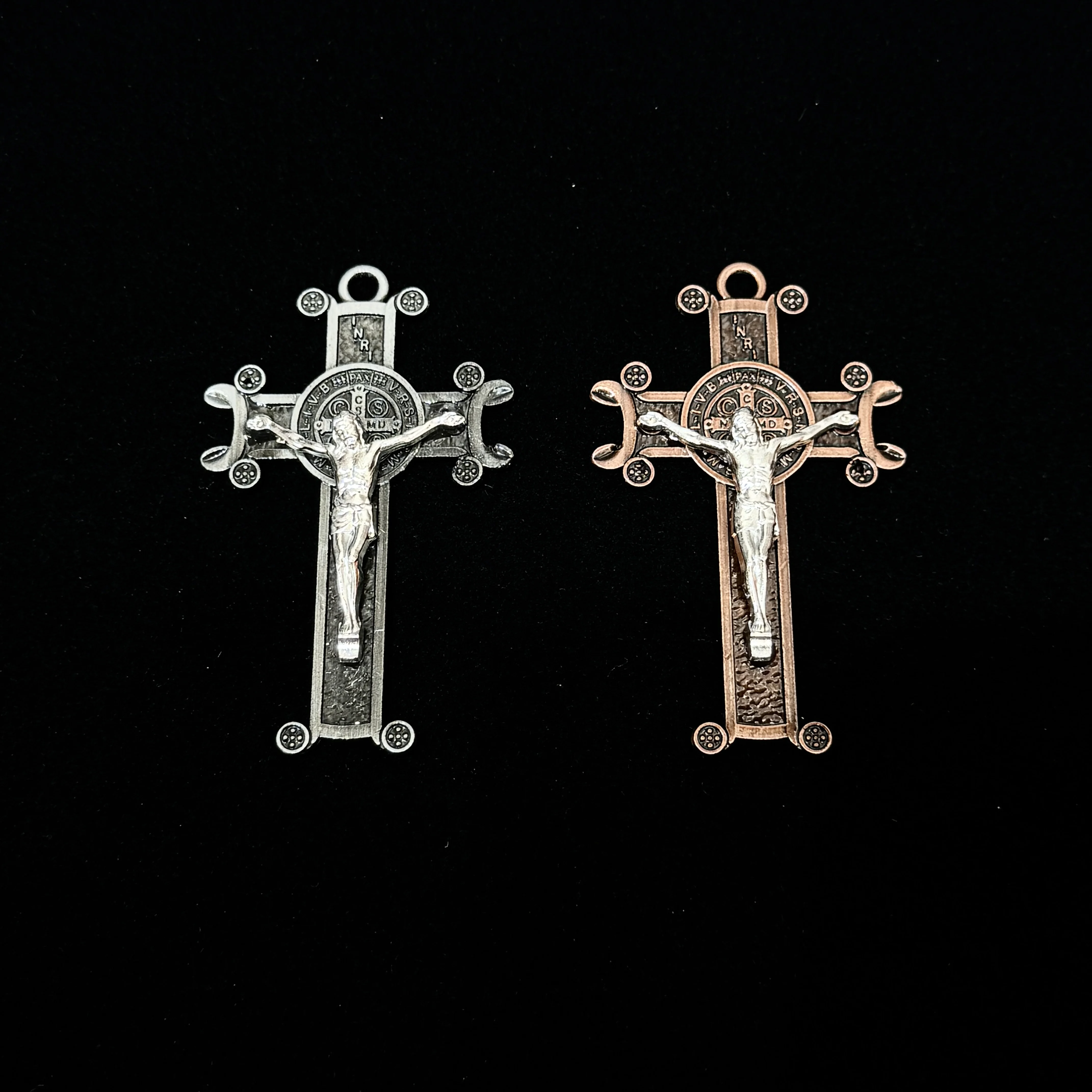 5Pcs St Benedict Crucifix Large Zinc Alloy Pendant Vintage Jesus Cross Charms DIY Rosary Necklace Jewelry Accessories