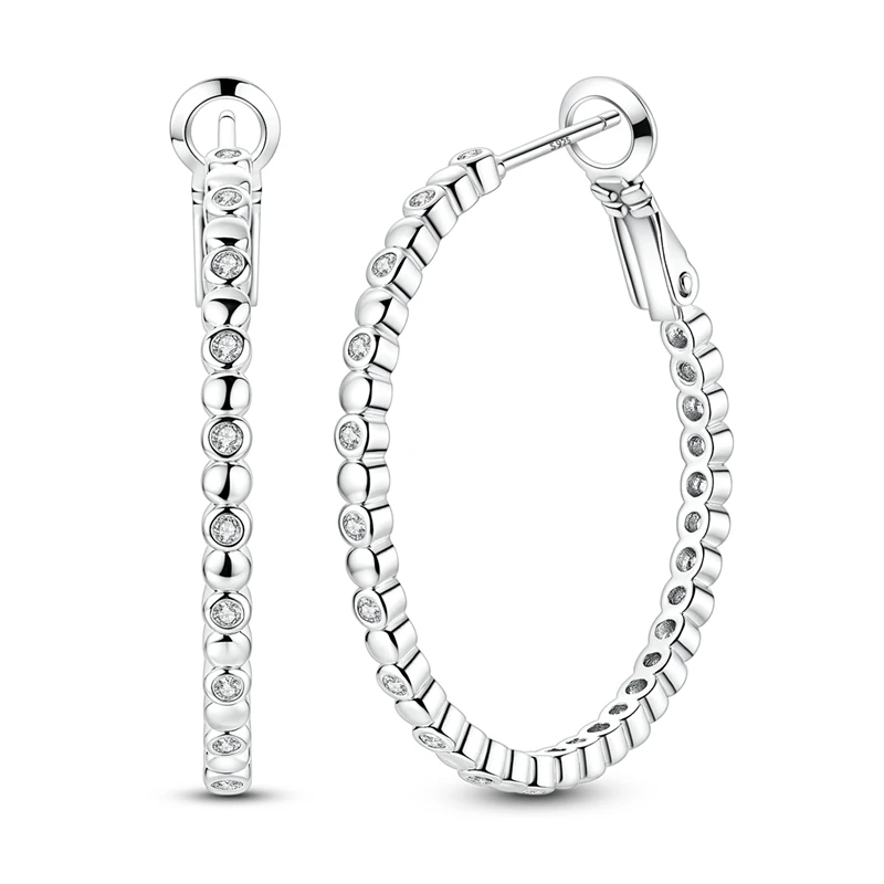 Ohrringe aus 925er-Sterlingsilber für Damen, funkelnder runder Creolen-Ohrring für Jahrestag, Hochzeit, Schmuck, Geschenke