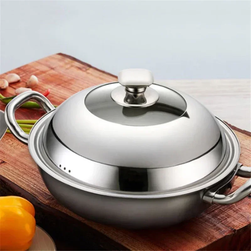 Visible Cooking Wok Pan Lid Stainless Steel Universal Pan Cover Replaced Visible Lid for Frying Wok Pot Quality Dome Cover