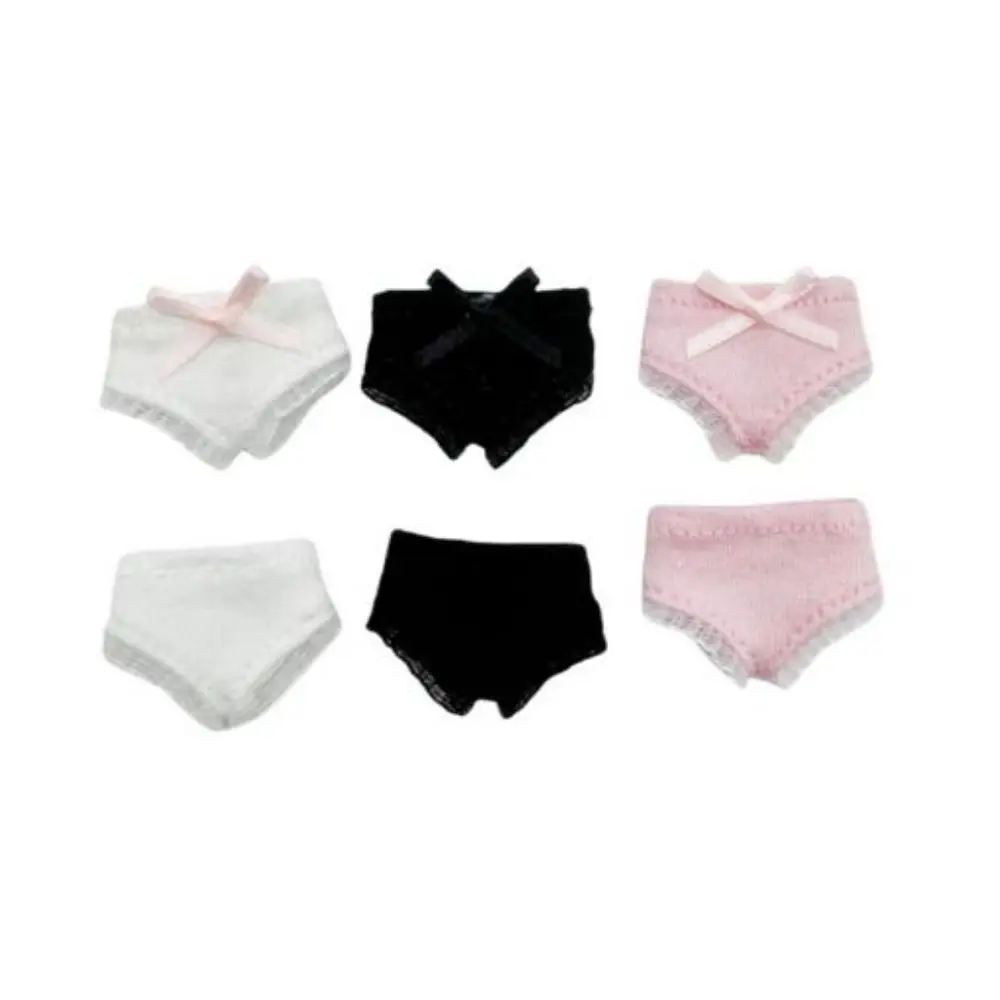 ชุดชั้นในตุ๊กตาน่ารัก ผ้าฝ้ายลูกไม้ DIY ยืดหยุ่นได้ 6 สี สำหรับตกแต่งบ้านตุ๊กตา