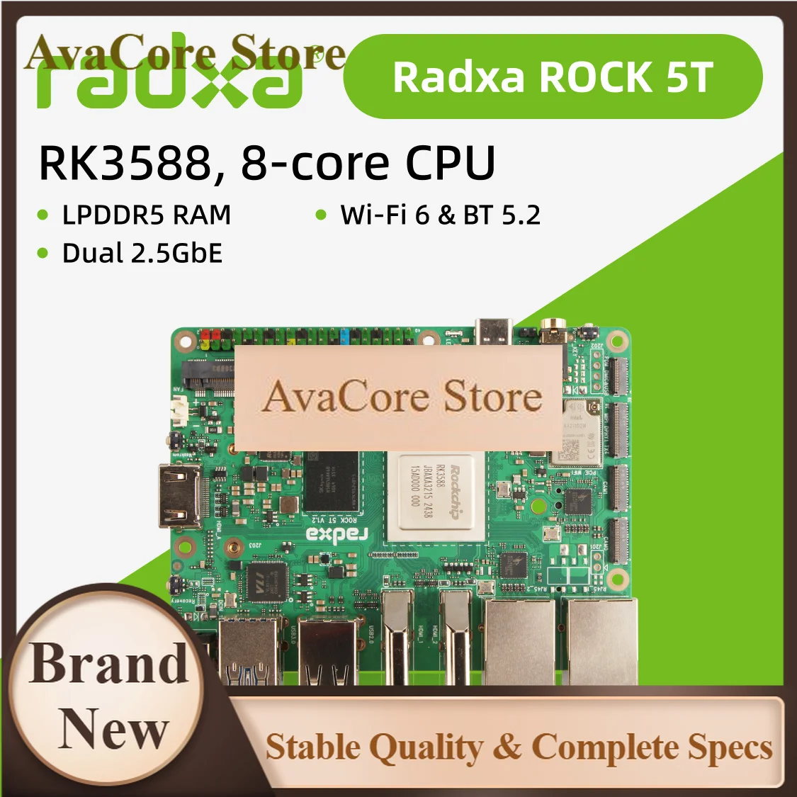 AvaCoreRadxa ROCK 5T RK3588 8-core CPU, 8K HDMI, LPDDR5 RAM, And WiFi 6