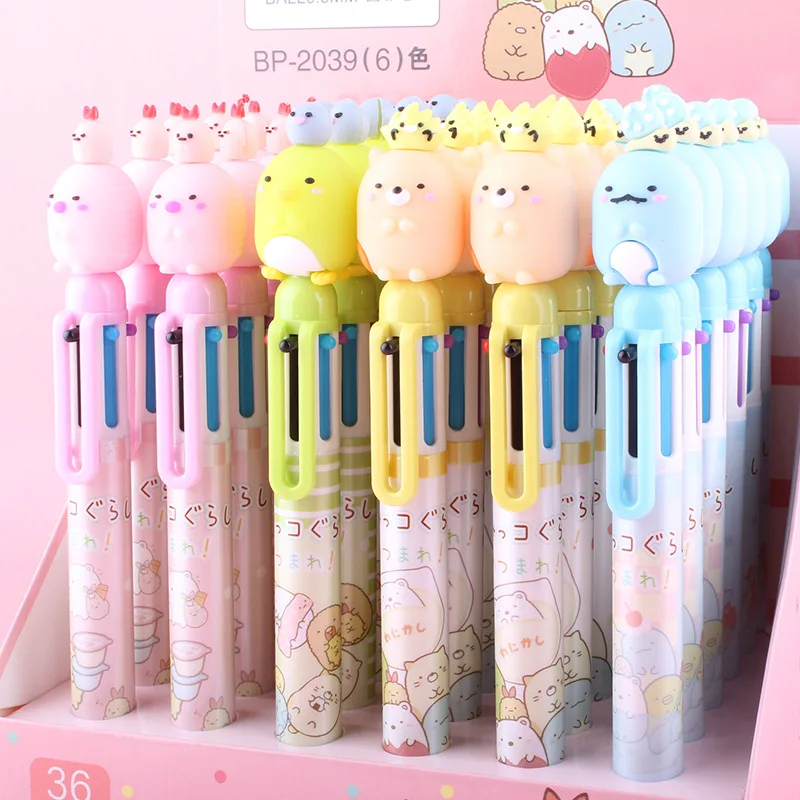 

36 pcs/lot Creative Sumikko Gurashi 6 Colors Ballpoint Pen Cute Press 0.5MM Ball Pens Office School Writing Supplies