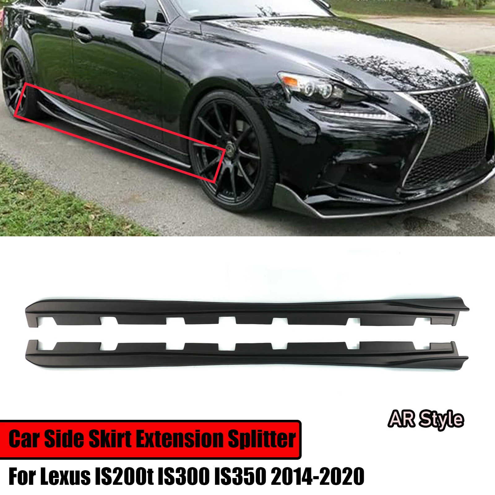 For Lexus IS200t IS300 IS350 2014-2020 A Pair Car Side Skirt Extension AR Style Body Kit Carbon Fiber Style/Matte/Glossy Black