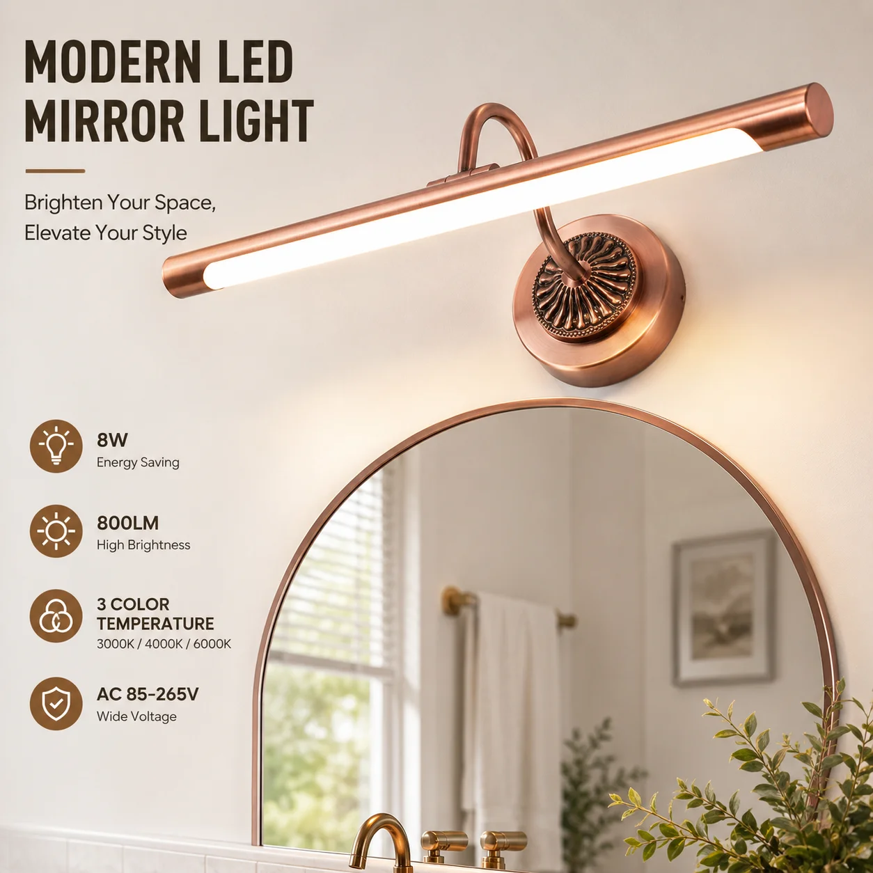 Bath Mirrors Bathroom Vanity Waterproof LED Light Mirror Lamp for Makeup Mirrors with Lights LED Mirror Light Wall Sconces