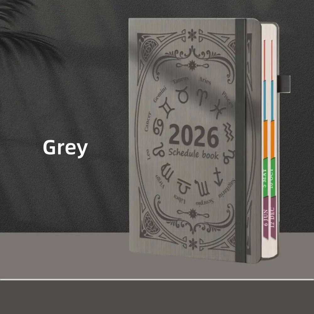 English 2026 Schedule Planner Notepad 12 Months Textured PU To-do List Notebook Efficiency Thick Paper Office Work Planner