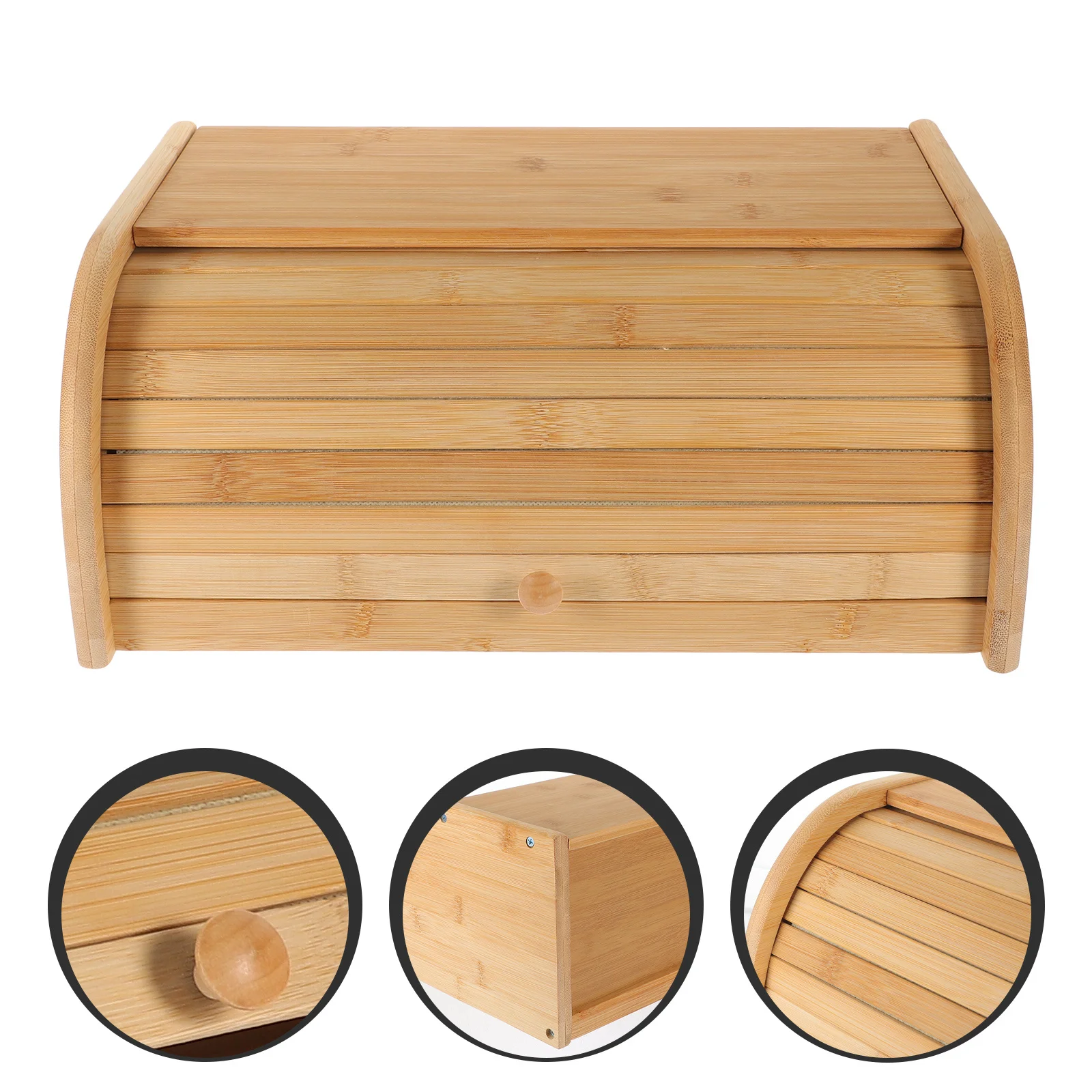 

1Pcs Wooden Bread Box Bamboo Storage Container Kitchen Food Holder for Snacks Fruits Daily Essentials Bread Keeper Home