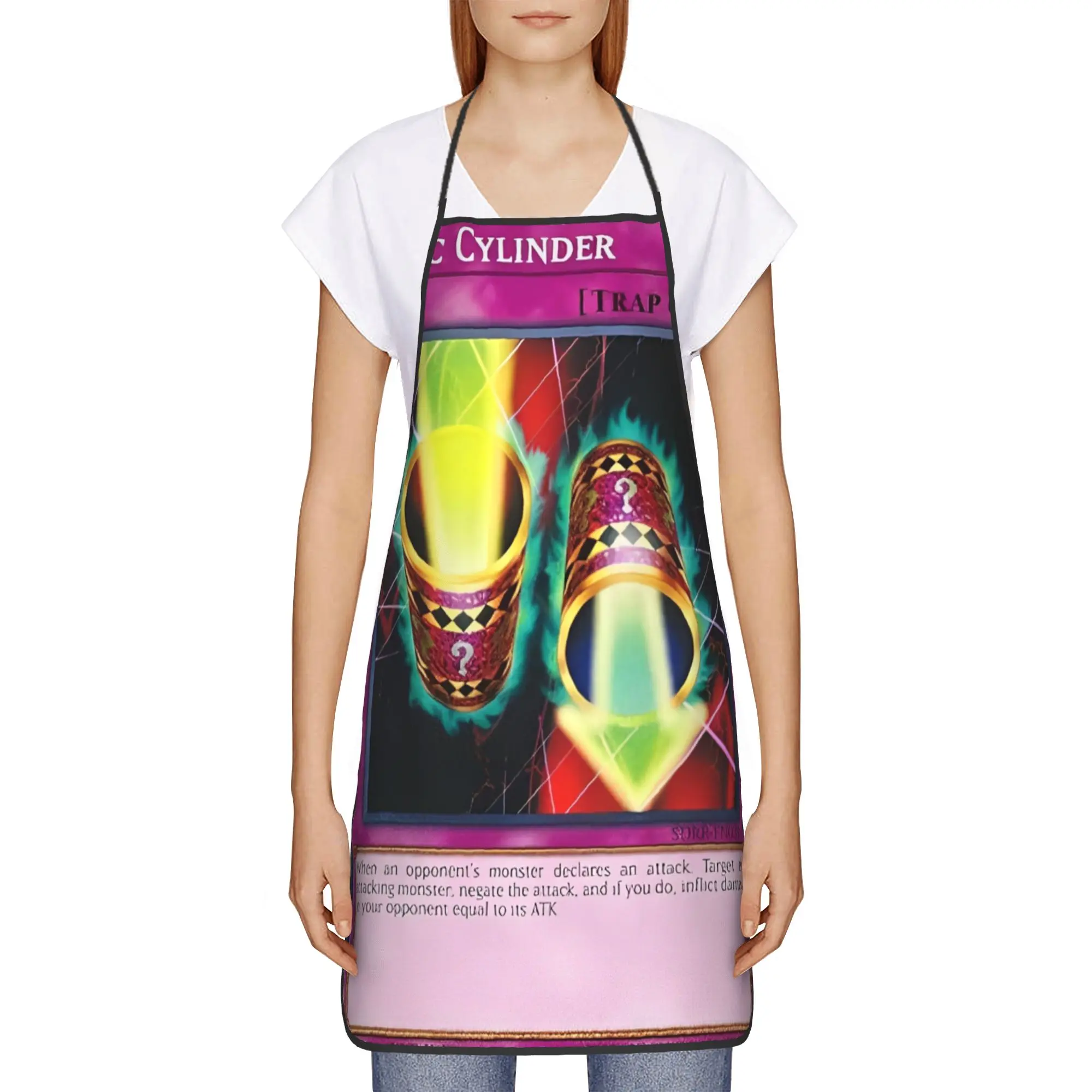 Anime Yu Gi Oh Card Apron Blue Eyes White Dragon  Cooking Custom Kitchen Accessories Manicure Work Aprons without Pocket