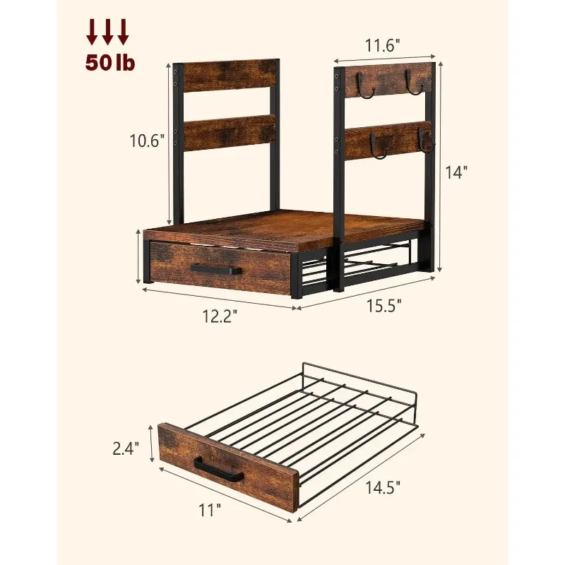 

Sturdy Maker Stand for Countertop Coffee Pod Drawer for K Cup, 35 Pods Holder Storage Organizer with Cup Rack