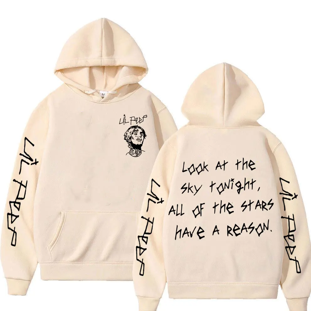 Rapper Lil Peep Look At The Sky Tonight All of The Stars Have A Reason Print Hoodie Men Women Hip Hop Oversized Hoody Sweatshirt