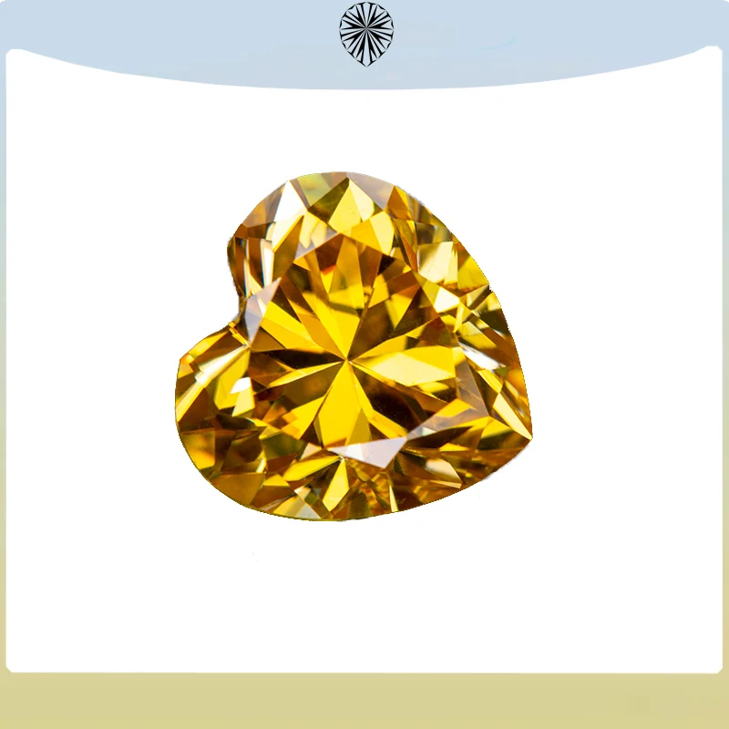 Moissanite Diamond Golden Yellow Color Heart Cut VVS1  for Gemstone Jewels Material for Pendants and Earrings GRA Certificate