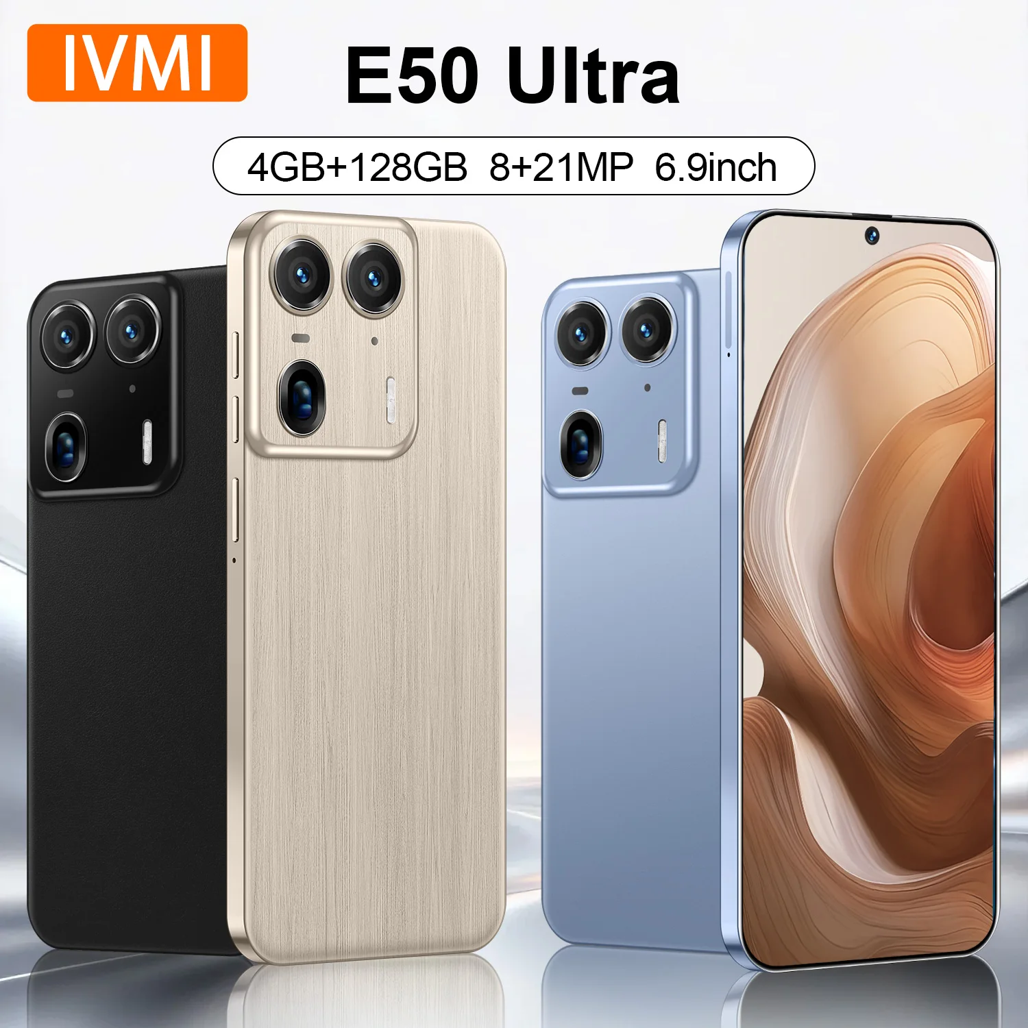 IVMI E50 Ultra Smartphone Android 12 6.9 inch Screen 4+128GB 8+21MP Mobile Phones 5000mAh For Google Play Store Phone