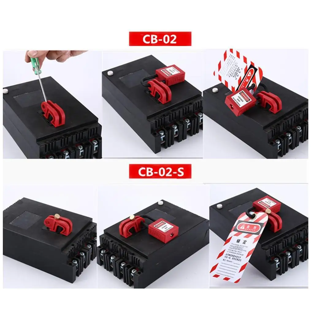 3Pcs Set Circuit Breaker Lockout Electrical Safety Device Kit Red CB-02-S