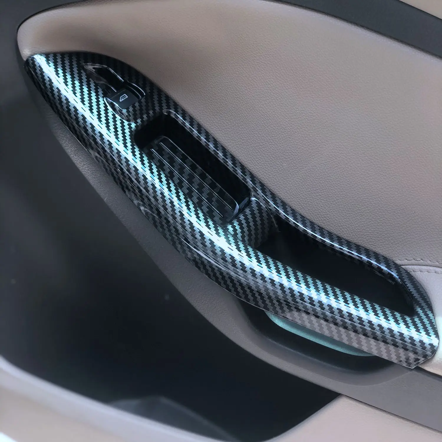 X59A_For Ford Focus 3 MK3 MK4 2009-2017 Car Door Interior Armrest Window Panel Carbon Fiber Decorative Sticker 4Pcs