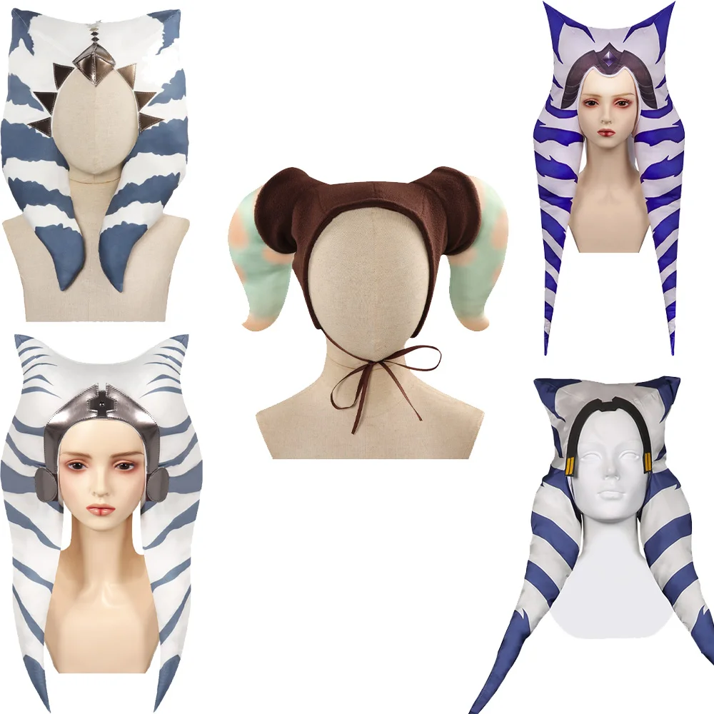 Asoka Cosplay Headwear para adultos e crianças, máscara, chapéu, boné, chapelaria, filme, batalha, acessórios do traje, capacete, festa de Halloween, Role Play Props