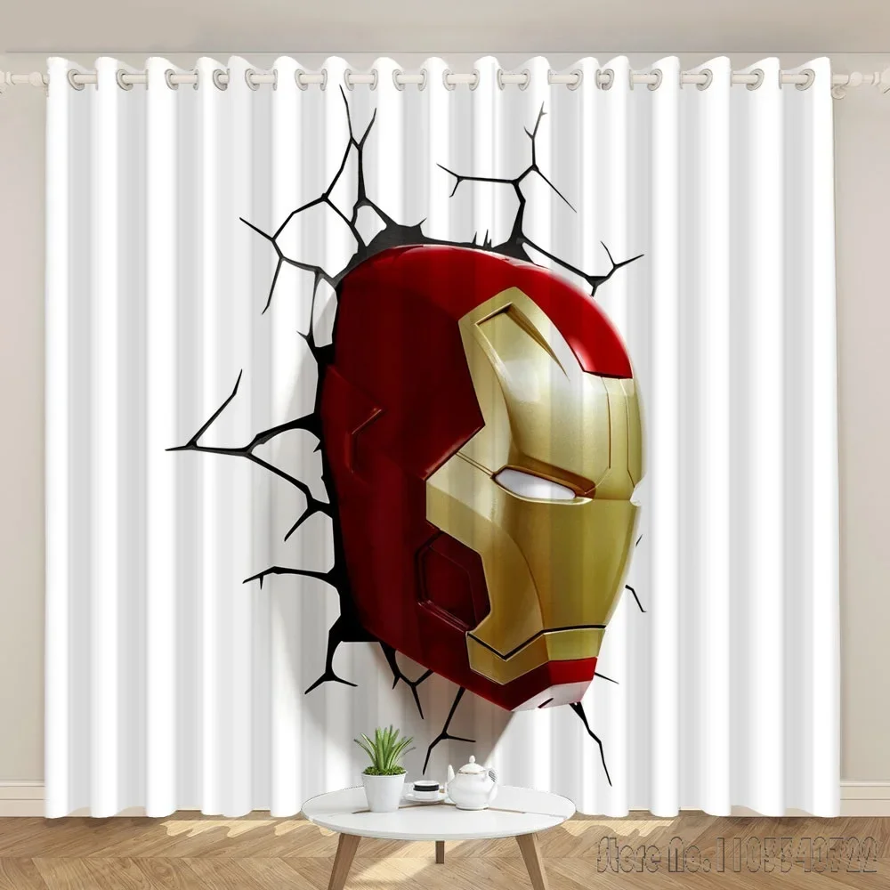 Avengers Anime Iron Man Head Time-travel Window Curtain 3D Print Blackout Curtains Living Room Bedroom Decor Custom Kids Gift