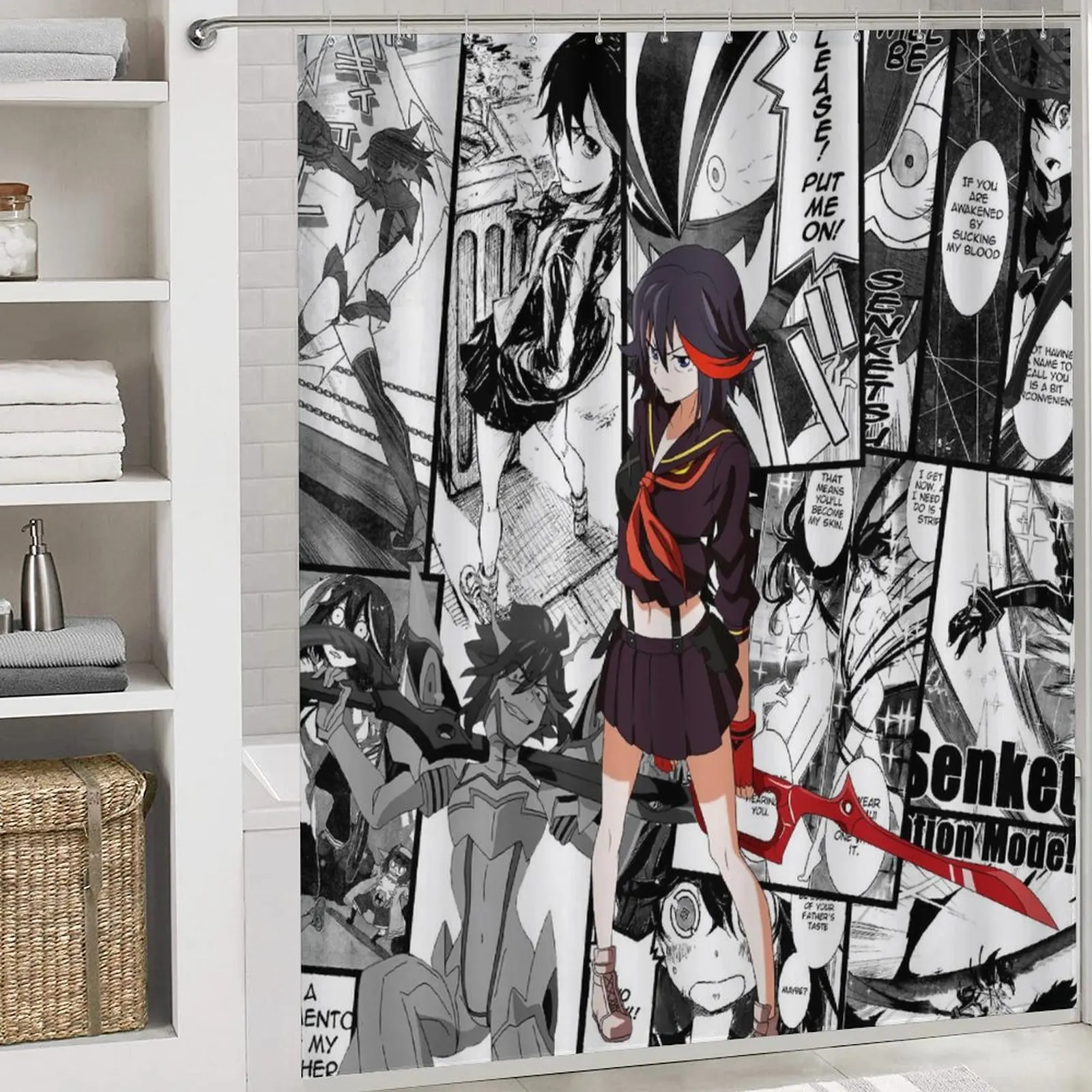 Anime character printed shower curtain Modern non-slip carpet shower curtain Waterproof polyester home decor 180