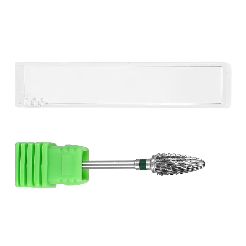 

Oval Cone Nail Grinding Head Tungsten Steel Drill Bit for Nail Art Machine Green Small Round Design Dead Skin Removal