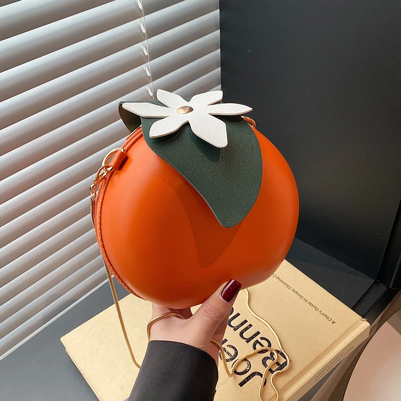 

PU Large Capacity Crossbody Bags Tangerine Sewing Thread Ladies Bags 2025 Hot Sale CHAINS Zipper Niche Cute Women's Handbags