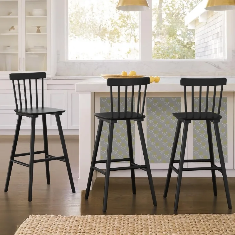 Windsor Wooden Barstools for Kitchen Island,Farmhouse 30 Inch Bar Height Stools Chairs with Spindle Back for Bar Bistro