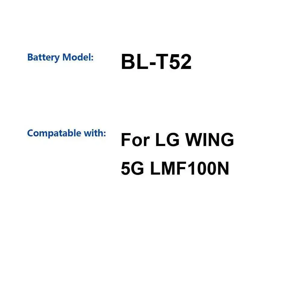 

BL-T52 Прочный для LG Wing 5G LMF100N Легкий аккумулятор для мобильного телефона 4000 мАч