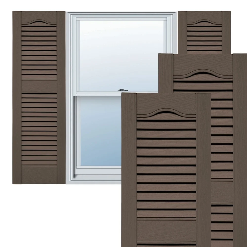 Durable Vinyl Louver Window Shutters Outdoor Decorative Shutter Pair with Hardware Easy Installation Accent Home Exterior