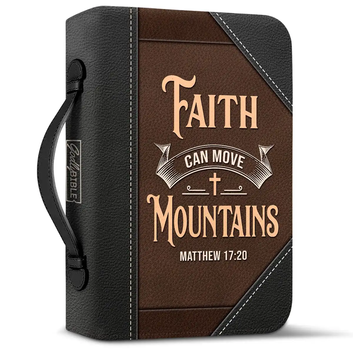 Women's Bible Bags Faith Can Move Mountains Words Design Leather Bible Cover Case Practical Bible Storage Bags Paquete Bíblico