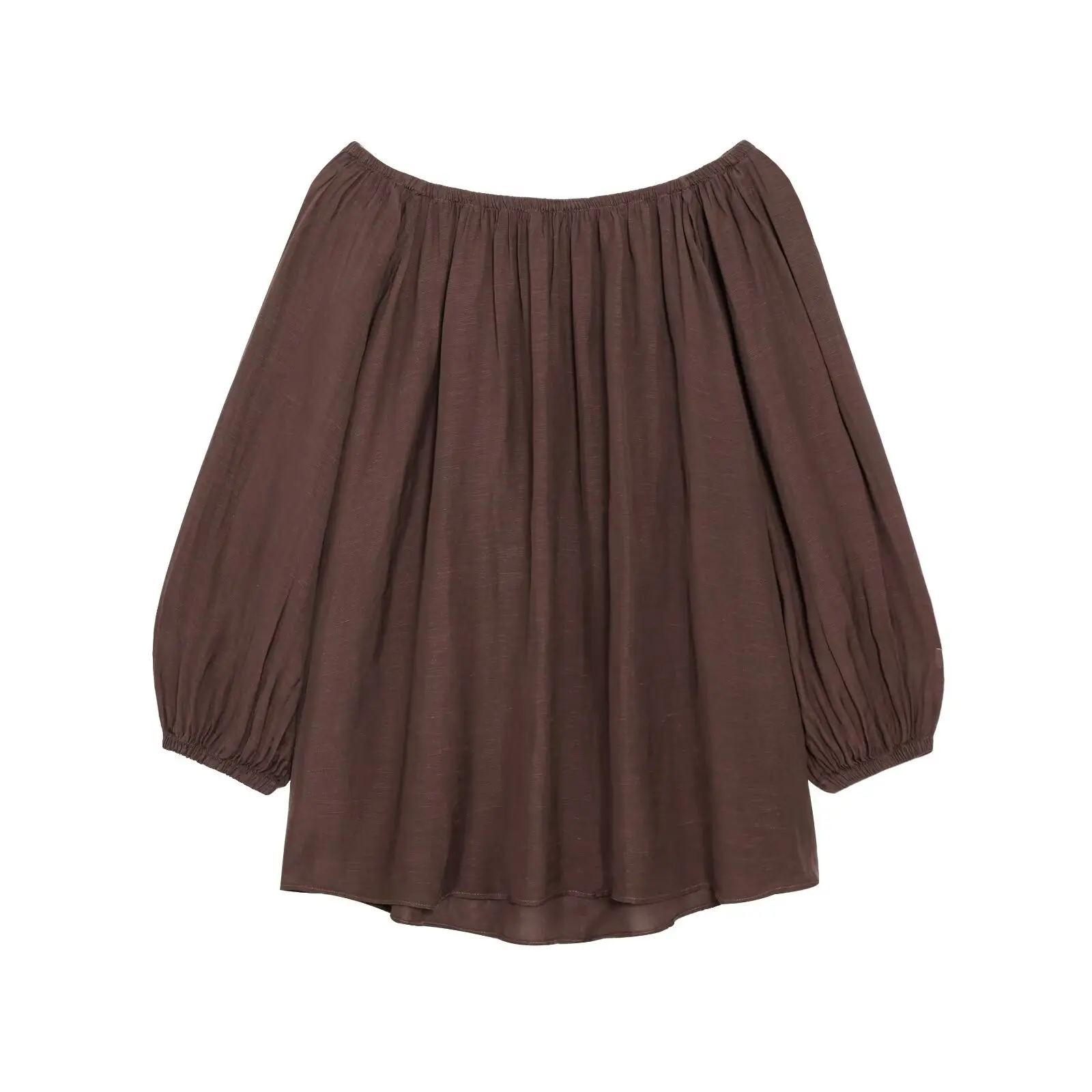 Dave&Di Japanese Style Minimalist One Shoulder Autumn Shirt Coffee Color Elegant Casual Long Sleeve Shirt Tops Blouse Women