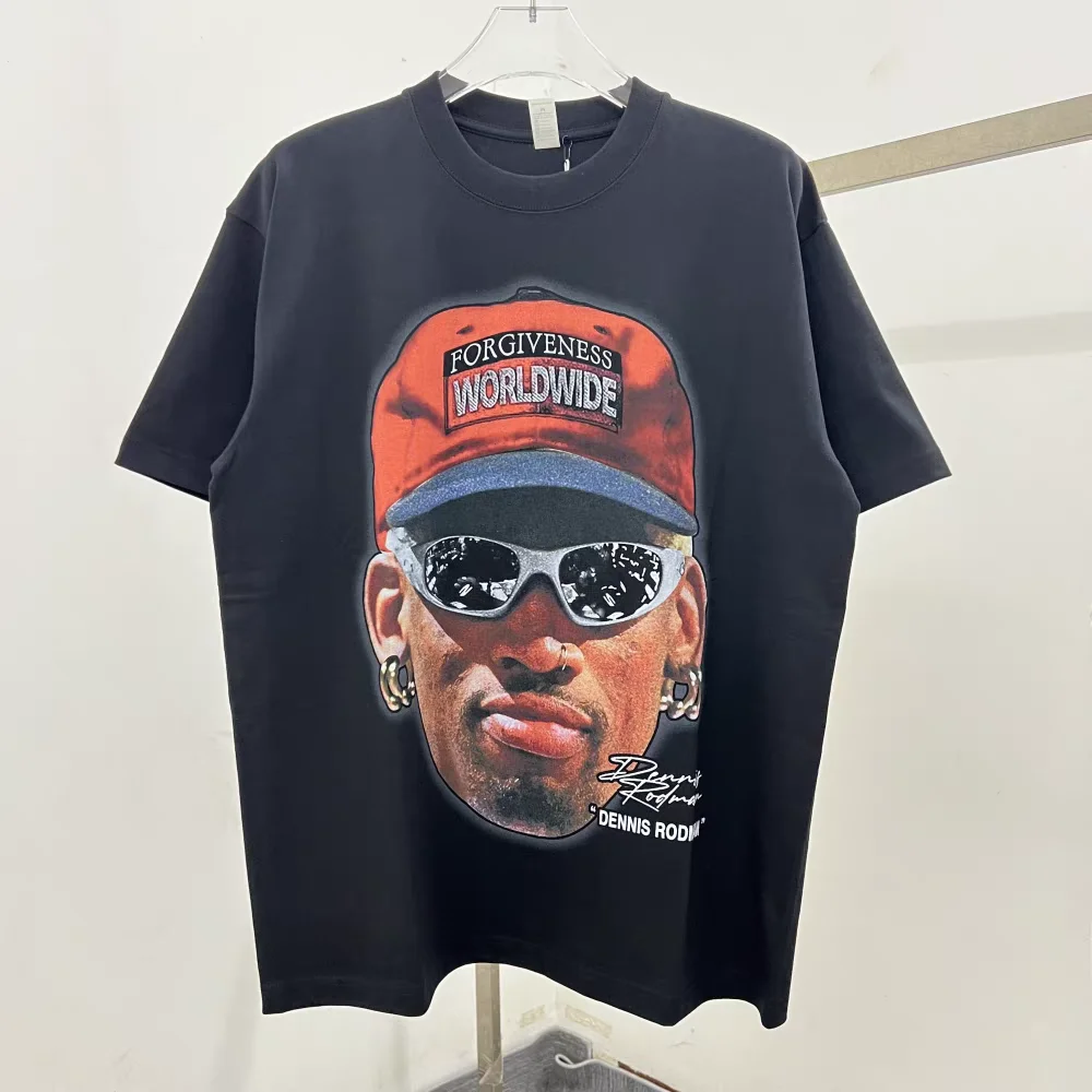 2025ss camiseta blanca y negra para hombres y mujeres, camiseta Unisex de tela pesada de alta calidad, camisetas superiores