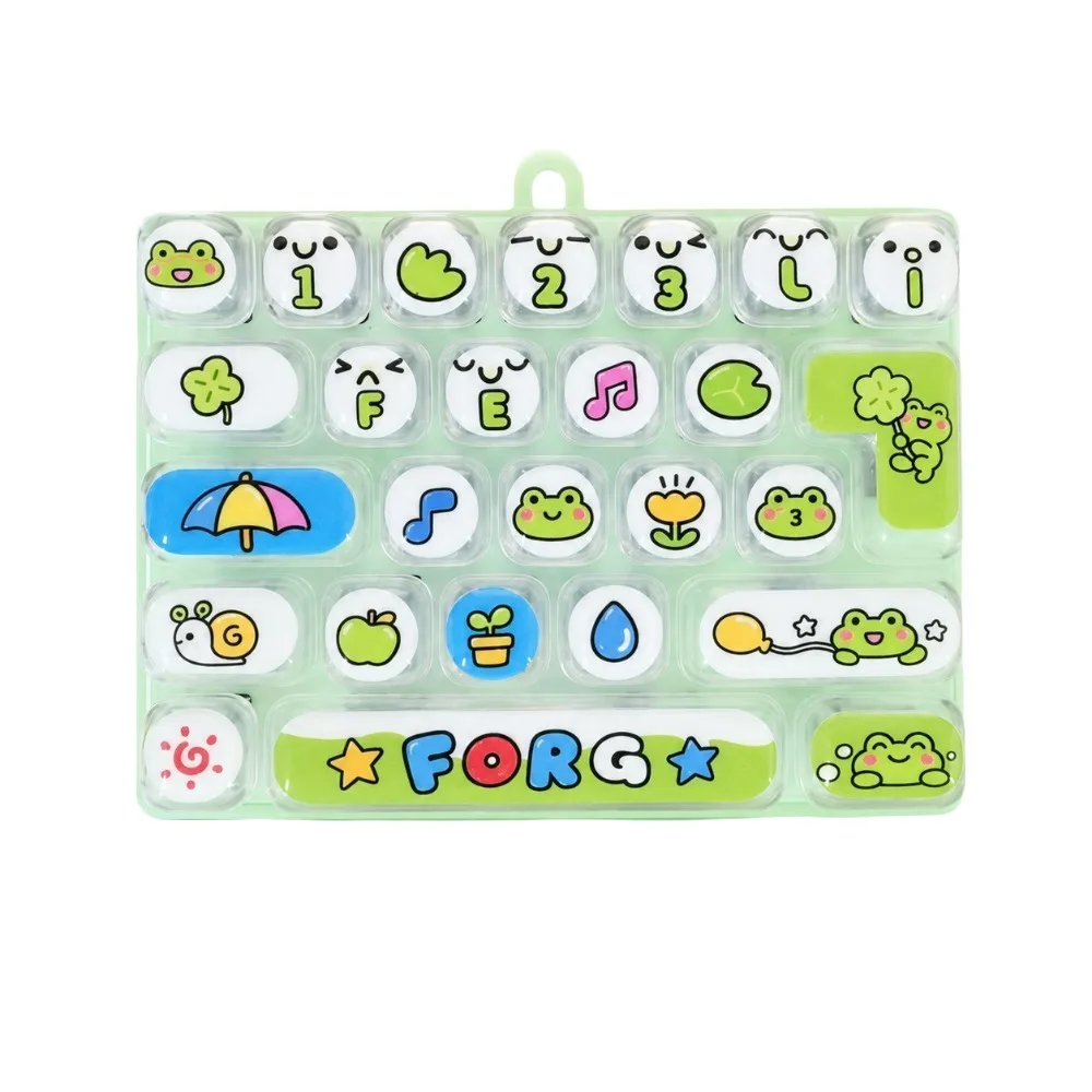 Cute 26 Grid Keycap Keychain Animal Diary Decoration Cartoon Fingertip Button Keyring Hand Relax Anti Stress