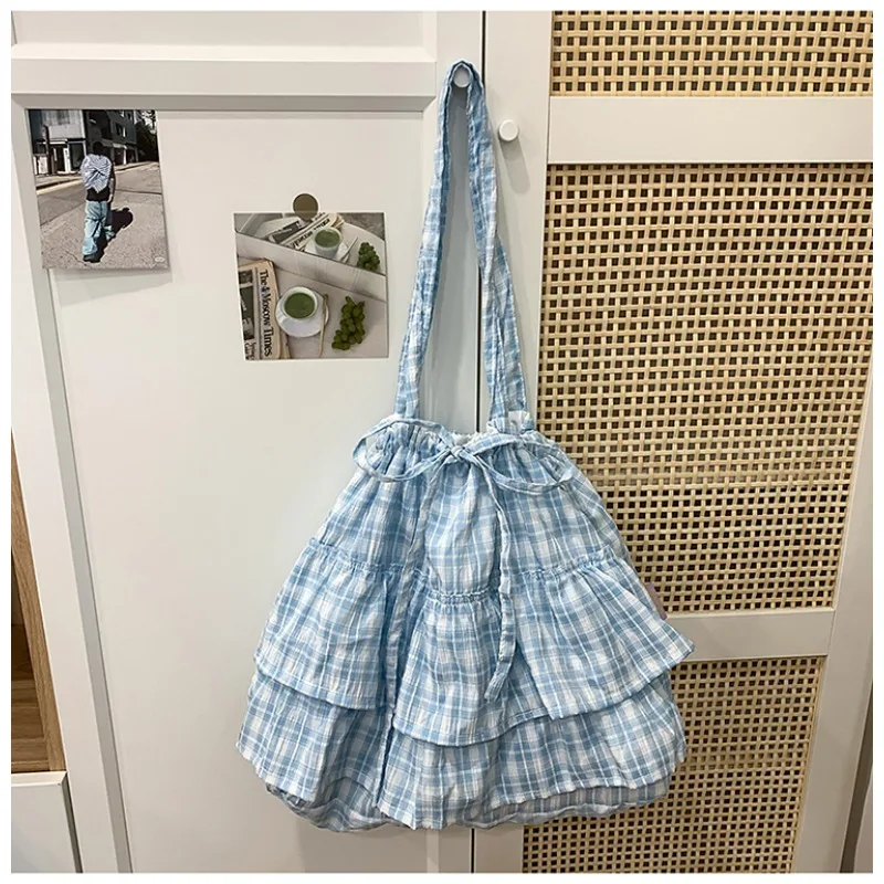 

Fresh Casual String Plaid Square Shoulder Bags Large Capacity Cute Exquisite Fashionable Tote Bags for Women 2025 Stylish Design