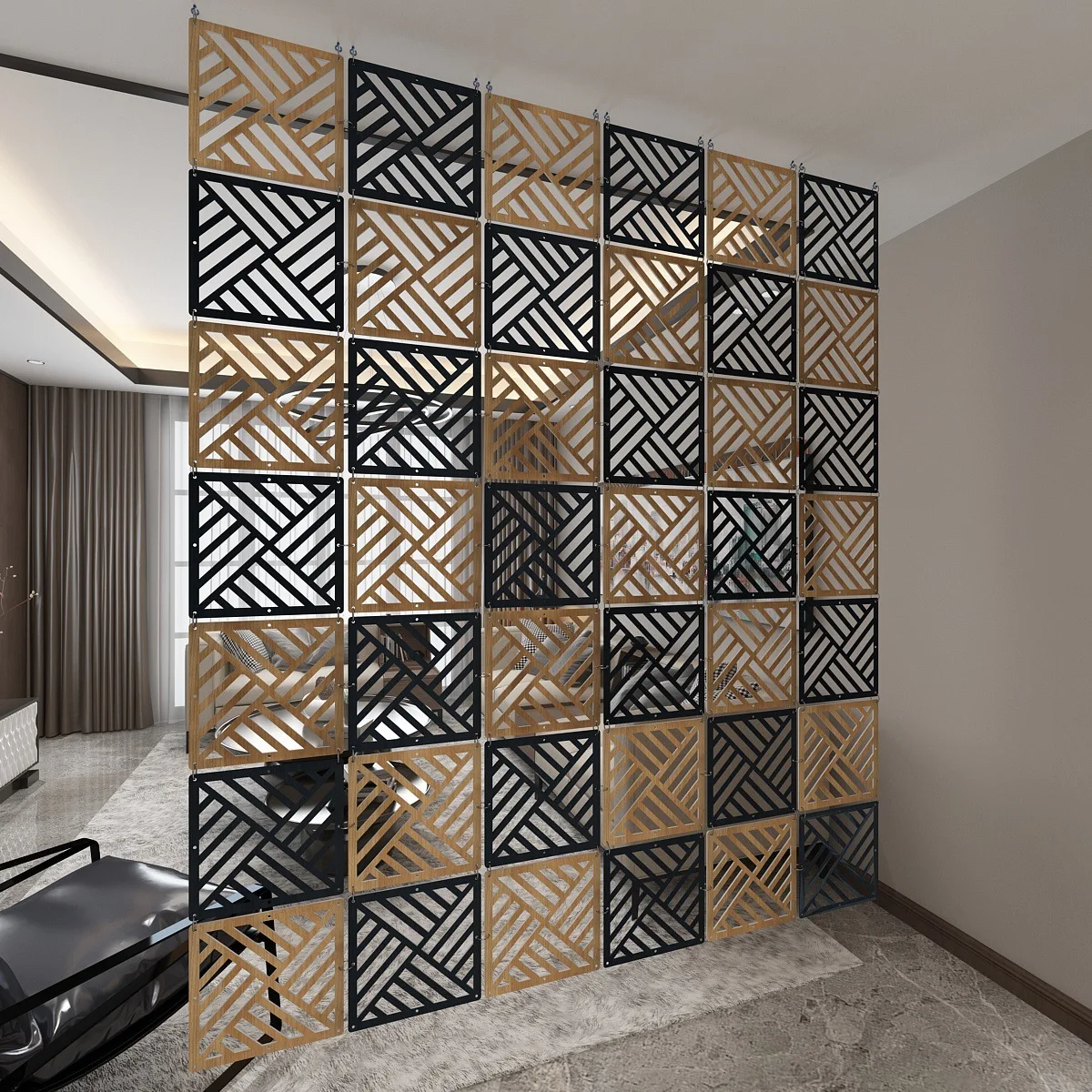 29x29cm 5枚入り 吊り下げ式透かし彫り間仕切り -  - Shoji Screen Divider のレビューと価格